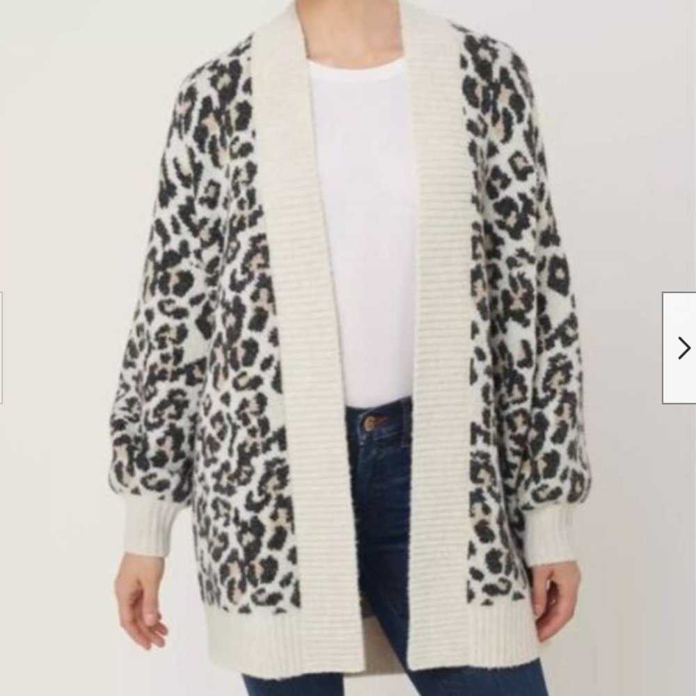 LOFT LEOPARD OVERSIZED CARDIGAN